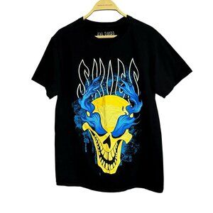 Lil Skies Flaming Skull Fire Tshirt Men Size S Rapper Halloween Devil Skeleton